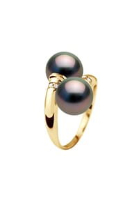 Pearls & Colors - Ring You & Me, Goldgelb mit Diamanten und Tahiti-Perlen - Gelbgold/Tahiti Color