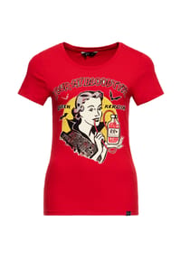 QUEEN KEROSIN - Print-Shirt mit Vampir-Artwork You're My Blood Type - rot