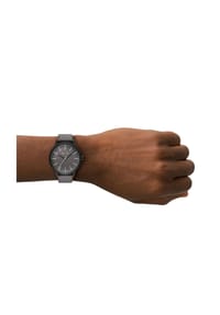 ARMANI EXCHANGE - Armani Exchange Herrenuhr mit drei Zeigern und grauem Lederarmband, AX2764 - Schwarz