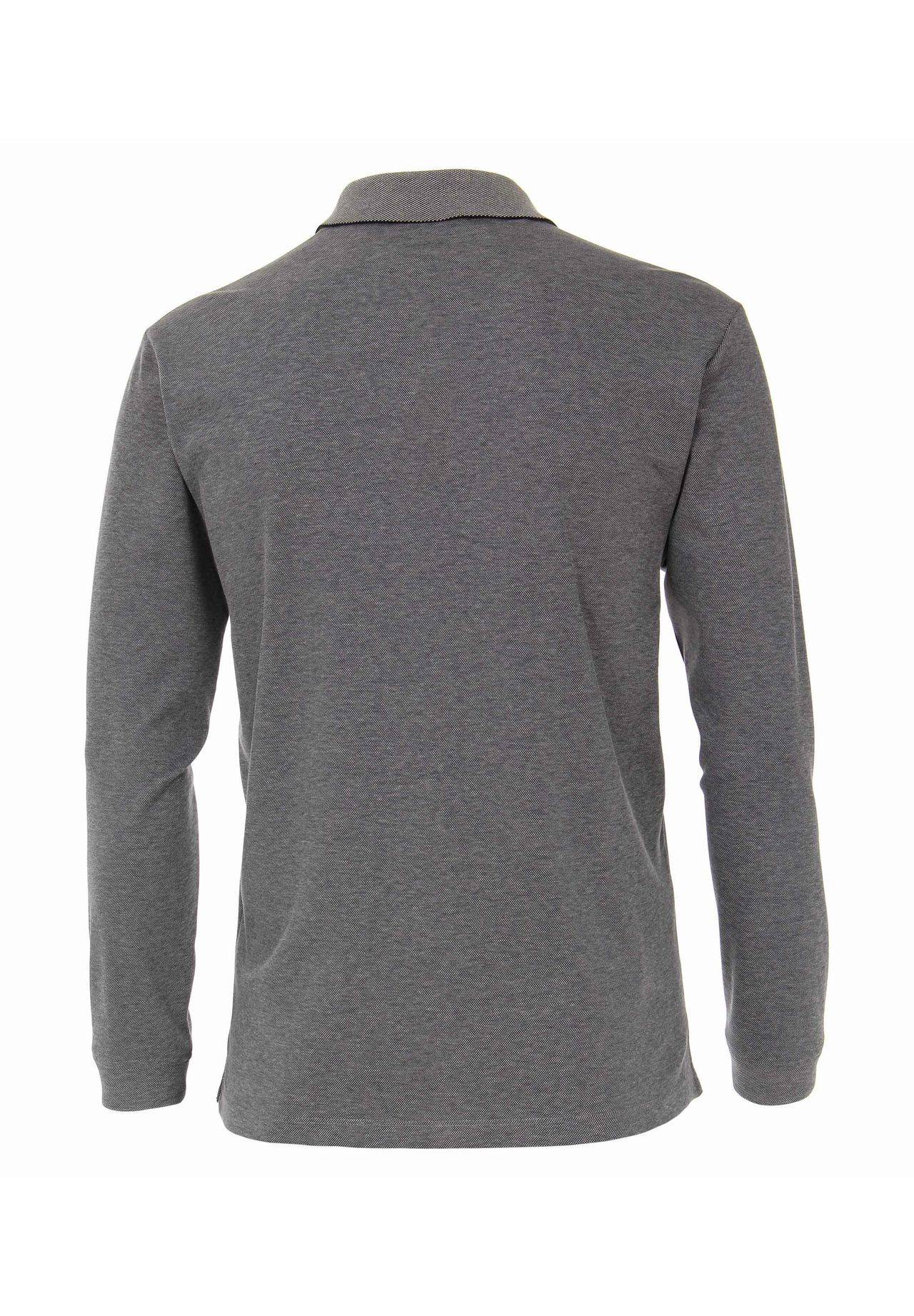 casamoda Herren Polo-Shirt Langarm Gestreift, Blau, 4XL