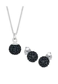 elli. - Schmuckset 925 Sterling Silber, Mit Kristallen Von Swarovski® - Schwarz