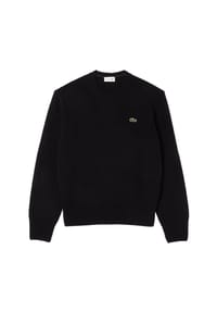 LACOSTE - Herren Strickpullover, Merinowolle - Monochrome Carded Wool Jersey Crew Neck Sweater, Regular Fit - Schwarz
