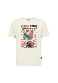 OLDSKULL - T-Shirt Asian Lucky Cat Attack Graphic mit klassischem, fernöstlichem Motiv - Black