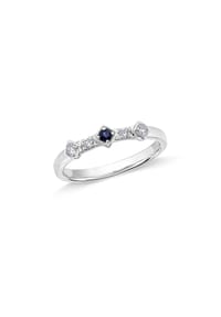 VANDENBERG - Damen Ring, 585er Weißgold, 4 Diamanten zus. ca. 0,15 Karat mit 1 Safir rund fac. - Weißgold