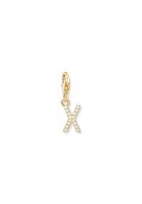 Thomas Sabo - Thomas Sabo Charm-Anhänger Buchstabe X mit weißen Steinen vergoldet 750 Gelbgold Vergoldung, 925 Sterlingsilber - gelbgoldfarben