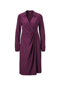 GOLDNER - Kurzgröße:  Elegantes Jerseykleid mit V-Ausschnitt - aubergine