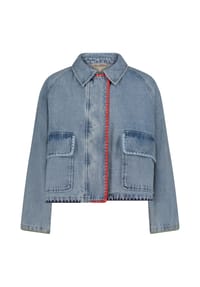 AMBER & JUNE - Jeansjacke mit aufgesetzten Taschen - Middle Blue Melange