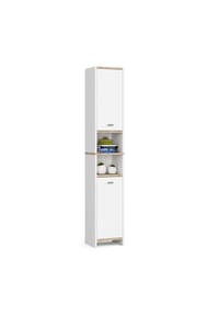 Akord - Badezimmer-Hochschrank mit 2 Türen und 4 Einlegeböden - artisan-eiche/weiß