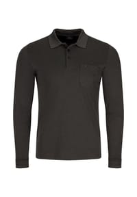 RAGMAN - Poloshirt, Brusttasche, Langarm, für Herren - 009 SCHWARZ