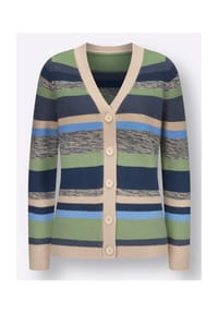 Sieh an! - Strickjacke - sand-rauchblau-geringelt