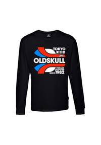 OLDSKULL - Langarmshirt Retro Tokyopolis mit angesagtem Print im Vintage-Stil - Black