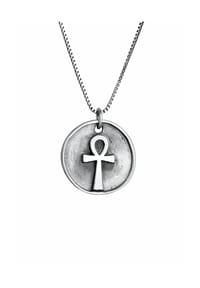 KUZZOÍ - Halskette Herren Antike Münze Coin Ankh Kreuz 925 Sterling Silber - Grau