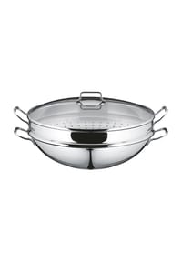 WMF Wok, Dampfgareinsatz, Glasdeckel - Macao - EDELSTAHL