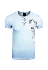 RUSTY NEAL® - T-Shirt mit schicker Knopfleiste - Anthrazit