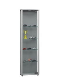 VCM. - Glasvitrine stehend | Vitrine Glas mit ESG-Sicherheitsglas | Maße ca. H. 115 x B. 33 x T. 18 cm | Standvitrine Glas | Modern und platzsparend | Glas Vitrinenschrank – Edana Mini - 
