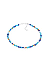elli. - Fußschmuck Achat Kugeln Blau Bunt 925 Silber - Silber