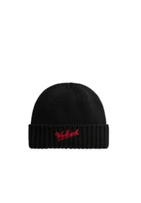 WOOLRICH - Mütze LOGO Beanie - grau