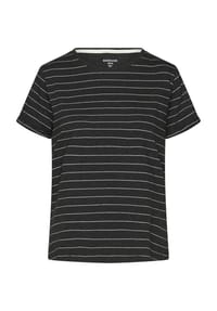 MANGUUN - Schlafshirt, Kurzarm, gestreift, Baumwoll-Mix, für Damen - ANTHRA MELANGE