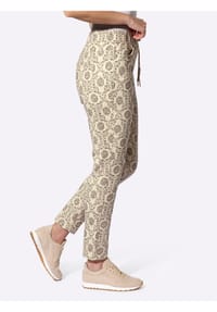 heine - Druckhose - sand-dunkeltaupe-bedruckt