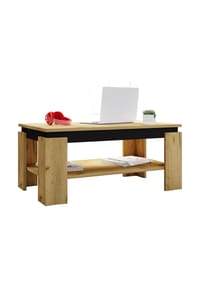 VCM. - Holz Beistelltisch | Couchtisch schlicht | Maße ca. H. 41 x B. 90 x T. 53cm | Wohnzimmertisch | Sofatisch - Rolas - Honig-Eiche / Schwarz