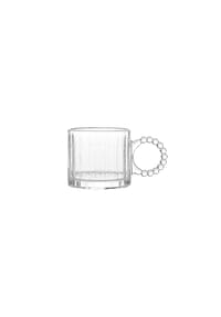 ALMINA® - Pearly Gläser mit Henkel 300 ml - 6 teiliges Set, ergonomisch & dekorativ - Transparent 14 x 8 cm