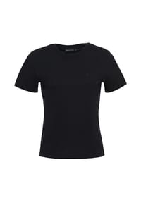 freshlions - T-Shirt Embroidere mit kleiner Stickerei auf der Brust - Schwarz