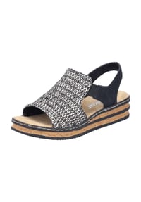 rieker - Sandalen, Keilabsatz, für Damen - SCHWARZ-SAND/SCHWARZ