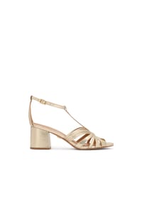 Kazar - Sandalen aus goldfarbenem Leder mit breitem Absatz - Gold