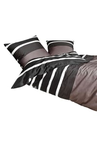 Janine® - Bettwäsche 2 teilig - Mako-Satin, Baumwolle, gestreift - Braun