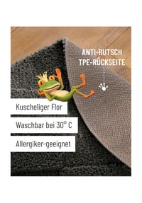 WECONhome Badteppich Davie - Hoch-Tief-Effekt - Badteppich - anthrazit grau