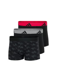 adidas - Herren Boxershorts, 3er Pack - Trunks, Active Flex Cotton, Logo, einfarbig - Schwarz/Blau/Rot