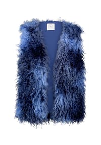BETTY & CO - Kunstfell-Weste mit Fransen - Light Blue/Dark Blue