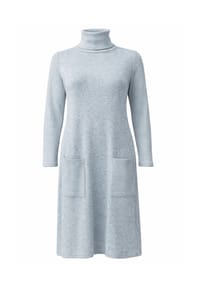 CAROLIN RICK - wolliges Rollkragenkleid mit aufgesetzten Hüfttaschen - Hellblau