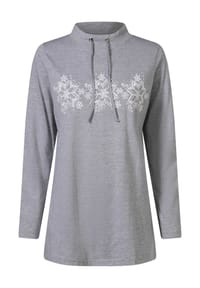 Sieh an! - Longshirt - grau-meliert-ecru
