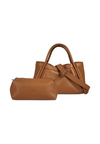 Cluty - Handtasche 2 in 1 Echt Leder, Made In Italy - beige