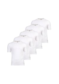 Real Madrid - Herren T-Shirts, 5er Pack - U-Neck Undershirts, Baumwolle, Rundhals, Logo, einfarbig - Schwarz/Weiß
