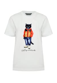 CAT by manii'ta lacitta - Weißes T-Shirt mit sportlicher, lässiger Katze - weiß