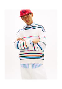 TOMMY Jeans - Longsleeve , Rundhals, für Herren - YBH WHITE MULTI