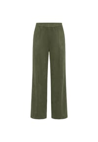 olsen - Hose in Faux-Suede-Optik mit elastischem Bund - Olive Green