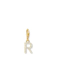 Thomas Sabo - Thomas Sabo Charm-Anhänger Buchstabe R mit weißen Steinen vergoldet 750 Gelbgold Vergoldung, 925 Sterlingsilber - gelbgoldfarben
