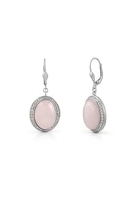 zeeme GEMSTONES - Ohrringe 925/- Sterling Silber 2 Rosenquarz 16,0ct. - weiß