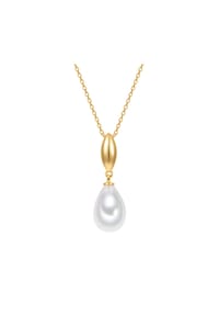 Luluandjane - Kette mit Anhänger gelbgold Glasperle weiß - weiß