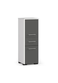 Akord - Fin Badezimmer-Hochschrank mit 2 Türen, 1 Schublade und 3 Einlegeböden - artisan-eiche