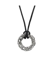 KUZZOÍ - Halskette Lederkette Kreis Organic 925 Sterling Silber - Silber