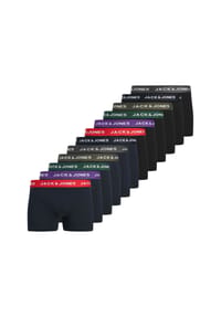 JACK & JONES - Herren Boxershorts, 12er Pack - JACCOOPER TRUNKS 12 PACK, Baumwollmischung - Schwarz/Rot/Lila/Grün