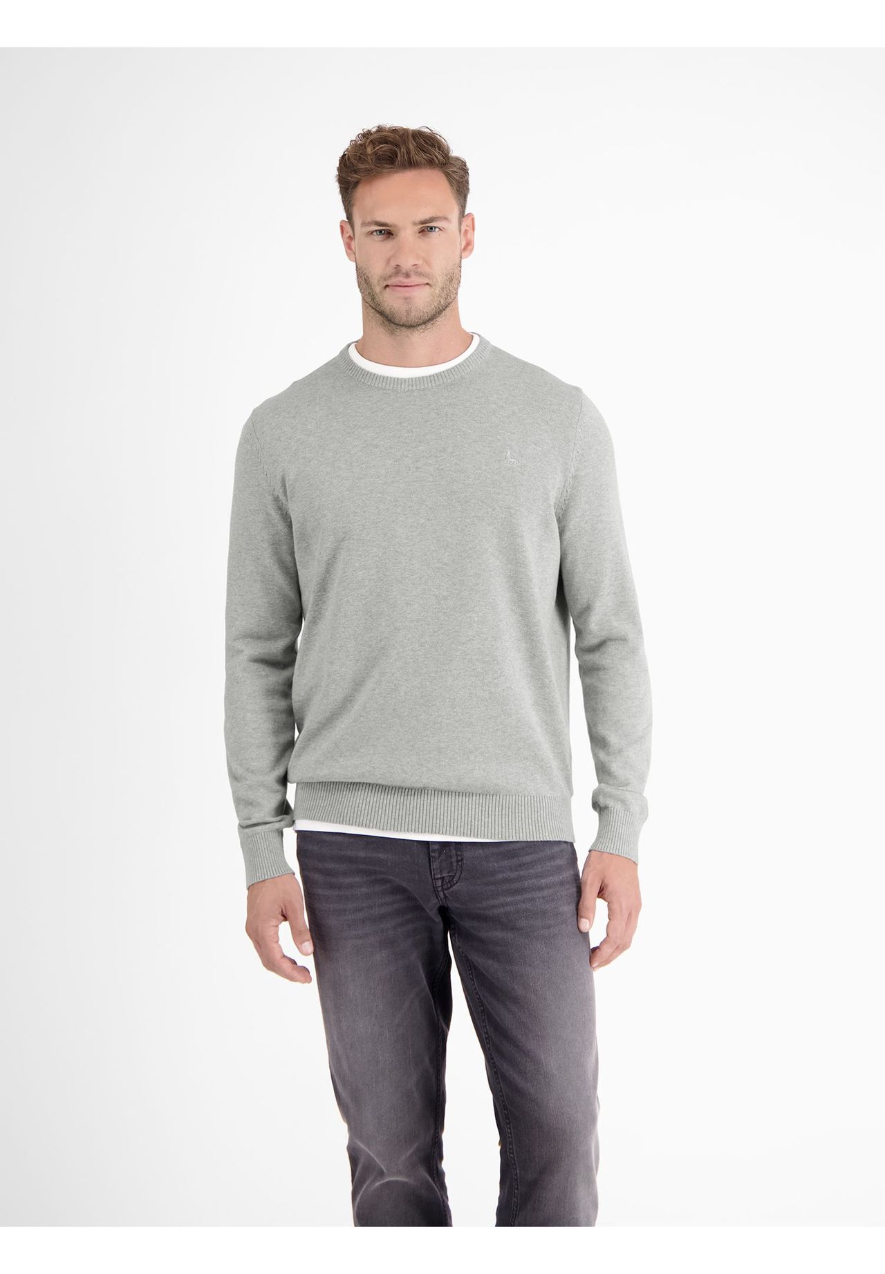 Lerros Strickpullover, Rundhals-Ausschnitt, FüR Herren, Grau, M