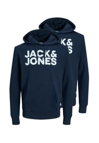 JACK & JONES - Sweatshirt / Hoodie 2er Pack Corp - Dunkelblau / grau