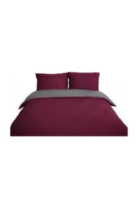 COFI - Microfaser Wende-Bettwäsche für Einzel- und Doppelbett - Anthrazit-Bordeaux 135 x 200 cm