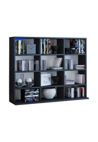 VCM. - Holzregal stehend | platzsparender CD-Schrank für 480 CDs oder 224 DVDs | Maße:H. 82 x B. 102 x T. 23 cm | Elegantes DVD Regal stehend | Blu-Ray Regal | CD Regal  Megosa L - Anthrazit / Honig-Eiche