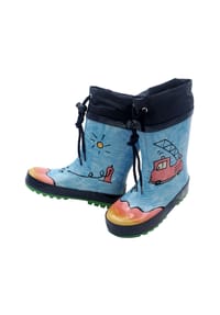 maximo® - Gummistiefel "Feuerwehr" Jerseyfutter, Fotoprint, Stulpe - navy/rot